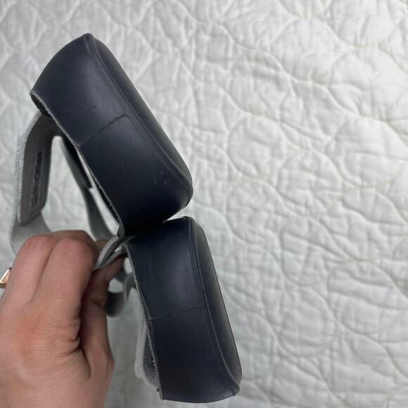 Ecco Womens Slide Sandals US 10 10.5 EU 41 Cozmo White Black Grain Leather - Picture 8 of 9